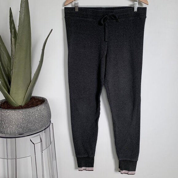 GAP Ribbed Stretch Cotton ribbon-trim leggings Charcoal Heather XL - Picture 3 of 6